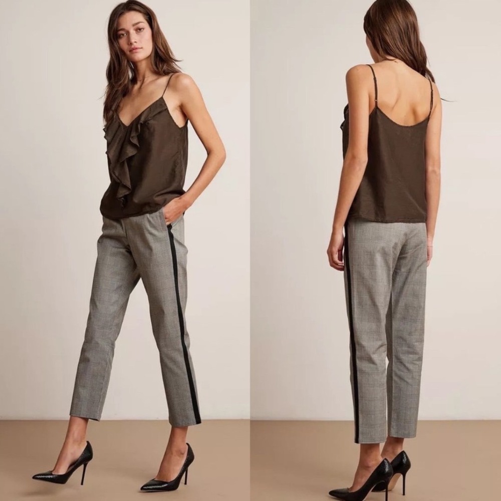 Velvet by Graham & Spencer Womens M Plaid Pull On Pants Adela Side Stripe Slim